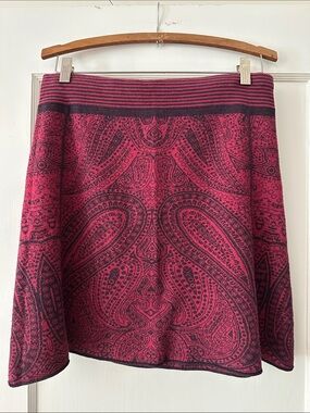 Title Nine Women's Paisley Knit A-Line Skirt - Red/Pink & Black